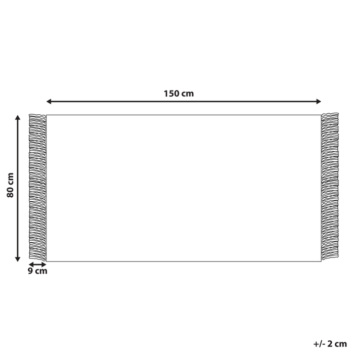 Tappeto in lana bianco sporco nero marrone 80 x 150 cm fatto a mano con nappe moderne