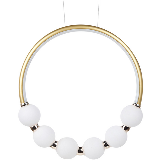 Lampadario in metallo dorato con LED integrato dalla forma rotonda stile moderno glamour