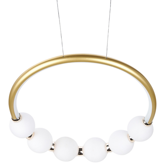 Lampadario in metallo dorato con LED integrato dalla forma rotonda stile moderno glamour