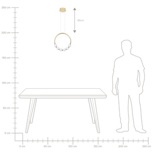 Lampadario in metallo dorato con LED integrato dalla forma rotonda stile moderno glamour
