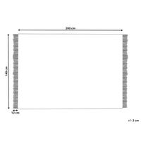Tappeto grigio lana cotone 140 x 200 cm intrecciato a mano rettangolare con frange