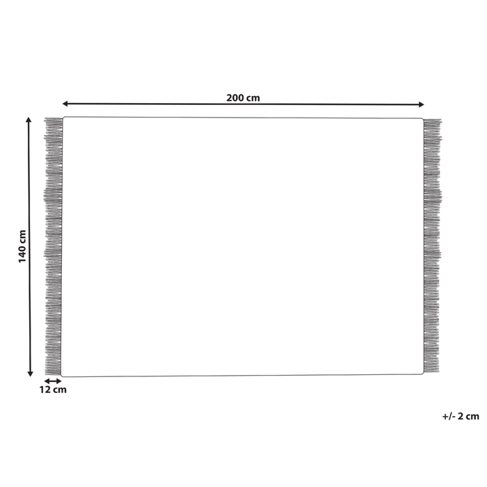 Tappeto grigio lana cotone 140 x 200 cm intrecciato a mano rettangolare con frange