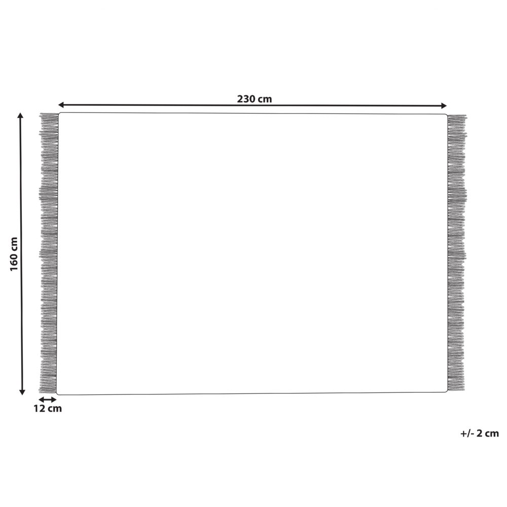 Tappeto grigio lana cotone 160 x 230 cm intrecciato a mano rettangolare con frange