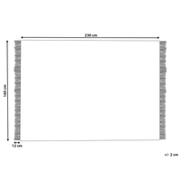 Tappeto grigio lana cotone 160 x 230 cm intrecciato a mano rettangolare con frange