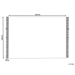 Tappeto grigio lana cotone 160 x 230 cm intrecciato a mano rettangolare con frange