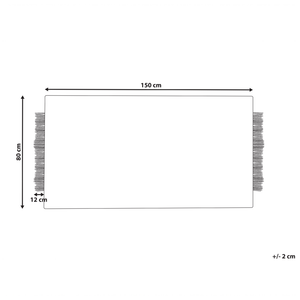 Tappeto beige e nero lana cotone 80 x 150 cm rettangolare intrecciato a mano con frange