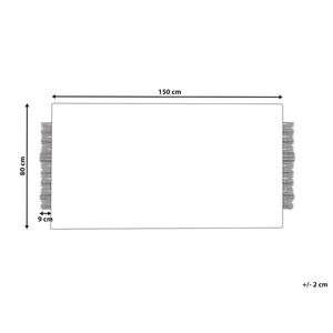 Tappeto bianco e nero lana cotone 80 x 150 cm intrecciato a mano rettangolare con frange