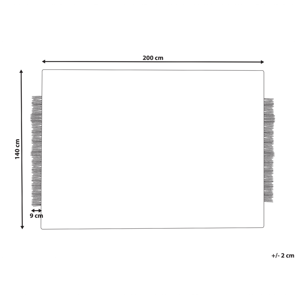 Tappeto bianco e nero lana cotone 140 x 200 cm intrecciato a mano rettangolare con frange
