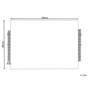 Tappeto bianco e nero lana cotone 160 x 230 cm intrecciato a mano rettangolare con frange