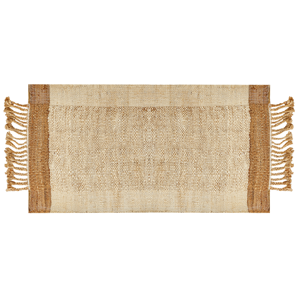Tappeto juta beige 80 x 150 cm con nappe motivo geometrico intrecciato fatto a mano stile boho per soggiorno camera da letto