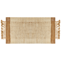 Tappeto juta beige 80 x 150 cm con nappe motivo geometrico intrecciato fatto a mano stile boho per soggiorno camera da letto