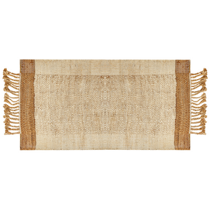 Tappeto juta beige 80 x 150 cm con nappe motivo geometrico intrecciato fatto a mano stile boho per soggiorno camera da letto