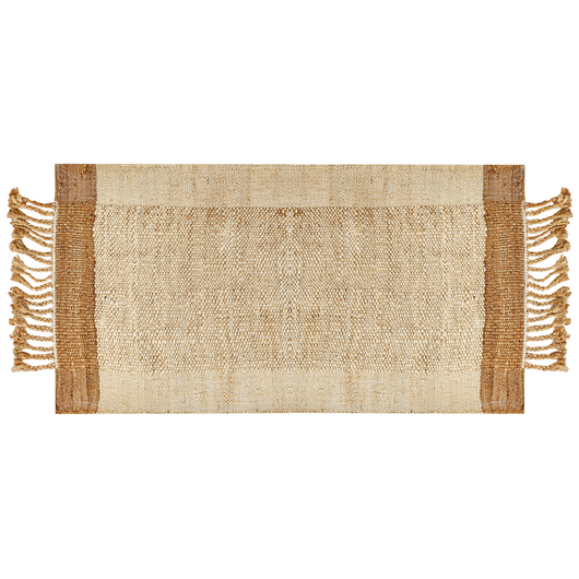 Tappeto juta beige 80 x 150 cm con nappe motivo geometrico intrecciato fatto a mano stile boho per soggiorno camera da letto