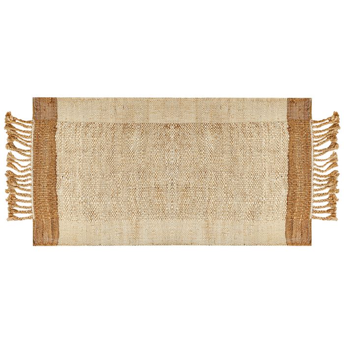 Tappeto juta beige 80 x 150 cm con nappe motivo geometrico intrecciato fatto a mano stile boho per soggiorno camera da letto