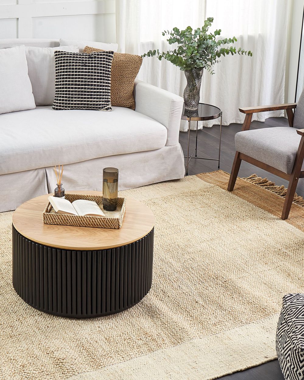 Tappeto in juta beige 200 x 300 cm con nappe motivo geometrico intrecciato a mano stile bohémien per soggiorno camera da letto