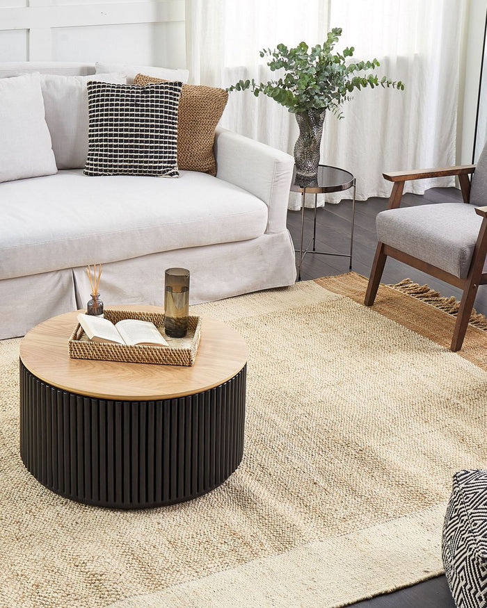 Tappeto in juta beige 200 x 300 cm con nappe motivo geometrico intrecciato a mano stile bohémien per soggiorno camera da letto