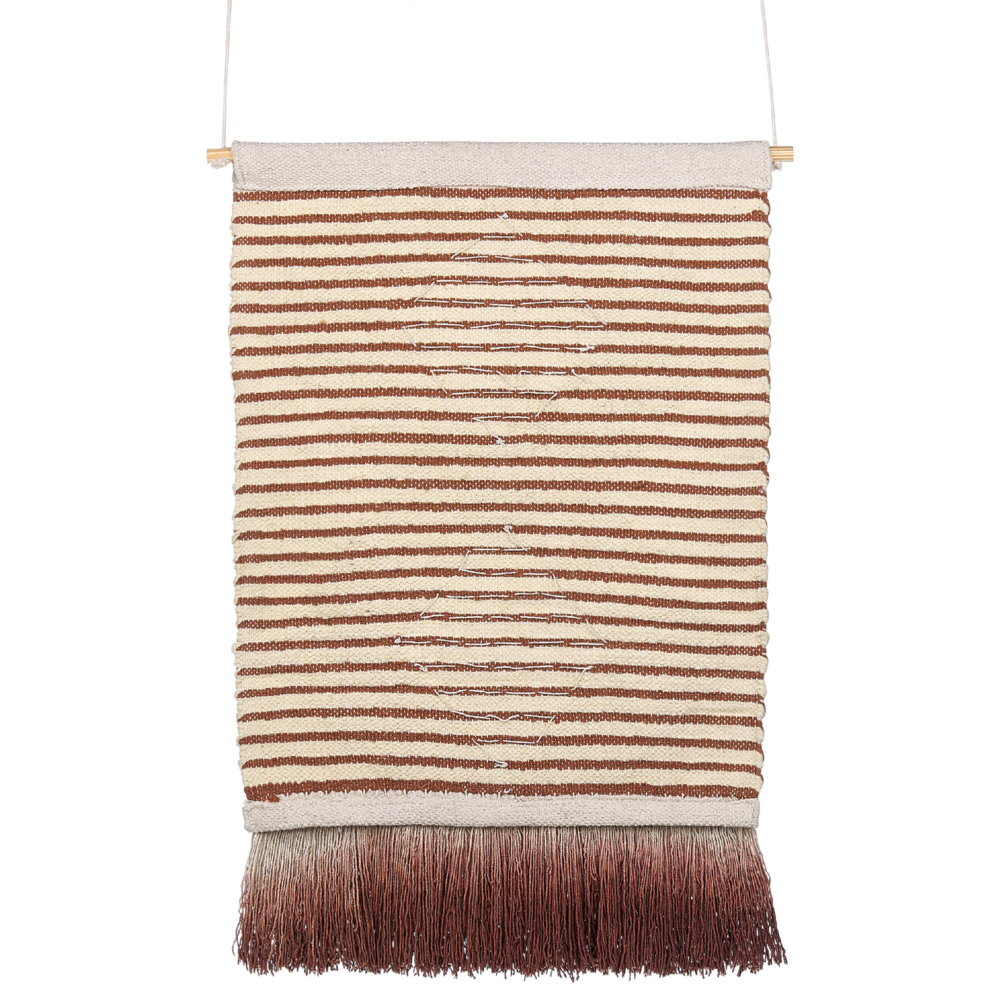 Decorazione da parete in cotone beige rosso fatto a mano con paillettes in nappa arte da parete motivo geometrico boho per soggiorno camera da letto