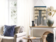Decorazione da parete in cotone blu e beige con nappe fatte a mano decorazione da parete boho per soggiorno camera da letto
