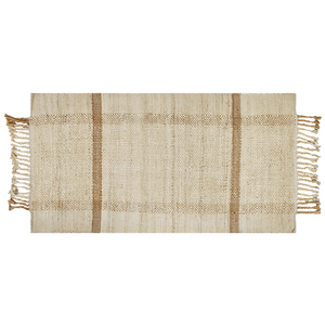 Tappeto juta beige 80 x 150 cm con nappe motivo geometrico intrecciato fatto a mano stile boho per soggiorno camera da letto