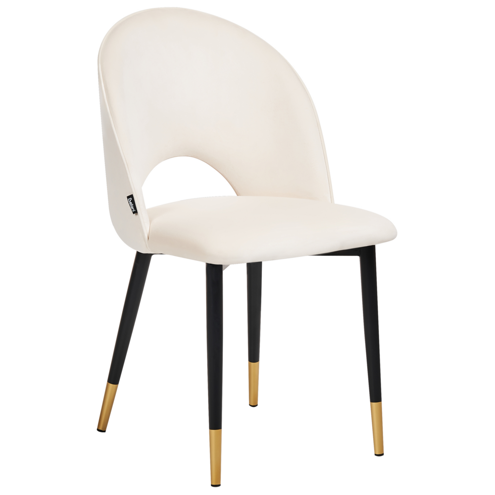 Set di 2 sedie da pranzo rivestimento in velluto beige chiaro gambe nere stile glamour retrò
