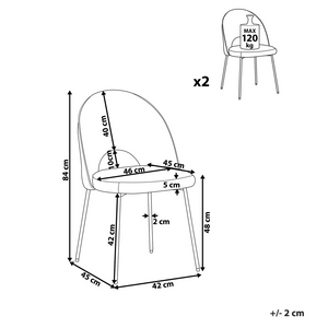 Set di 2 sedie da pranzo rivestimento in velluto beige chiaro gambe nere stile glamour retrò