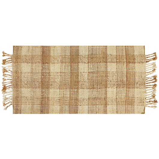 Tappeto juta beige 80 x 150 cm con nappe motivo geometrico intrecciato fatto a mano stile boho per soggiorno camera da letto