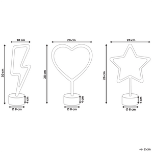 Set di 3 luci LED al neon a batterie multicolore soggiorno camera da letto cameretta