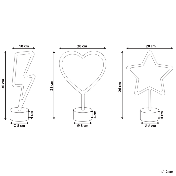 Set di 3 luci LED al neon a batterie multicolore soggiorno camera da letto cameretta