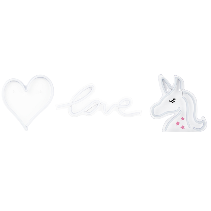 Set di 3 luci LED al neon a batterie multicolore soggiorno camera da letto cameretta