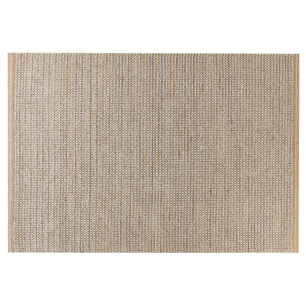 Tappeto moderno in lana intrecciata a mano 140 x 200 cm beige salotto camera da letto accessorio