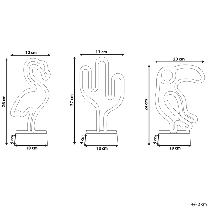 Set di 3 luci LED al neon a batterie multicolore soggiorno camera da letto cameretta
