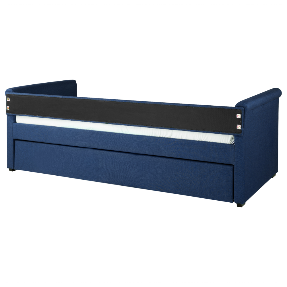 Divano Letto estraibile Rivestimento in tessuto blu Small Single Size Guest Underbed abbottonato