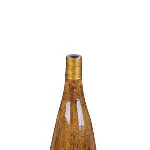 Vaso di terracotta color oro marrone effetto legno forma di bottiglia salotto moderno