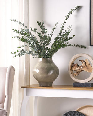 Elegante vaso di terracotta color tortora a forma rotonda 31 cm salotto ingresso moderno