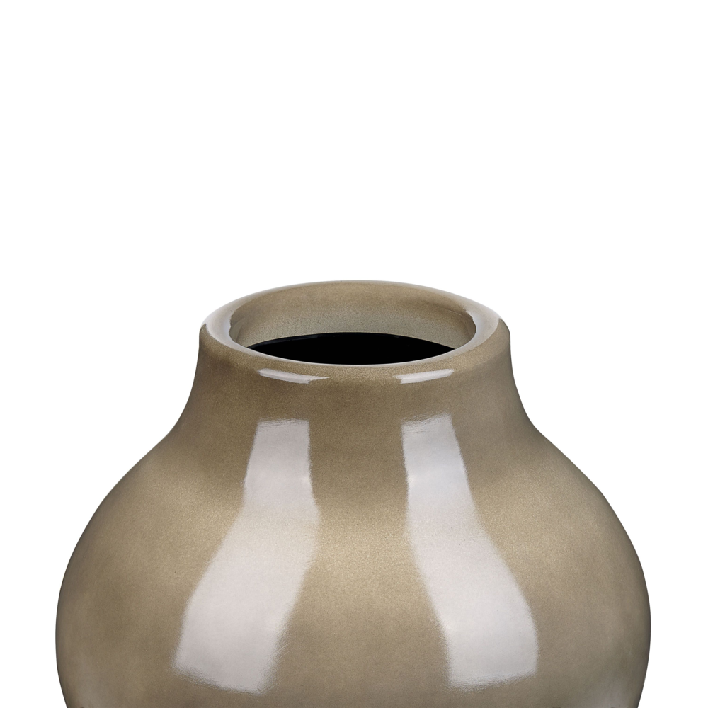 Elegante vaso di terracotta color tortora a forma rotonda 31 cm salotto ingresso moderno