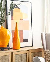 Vaso di terracotta alto a forma bottiglia color arancione 50 cm stile moderno soggiorno