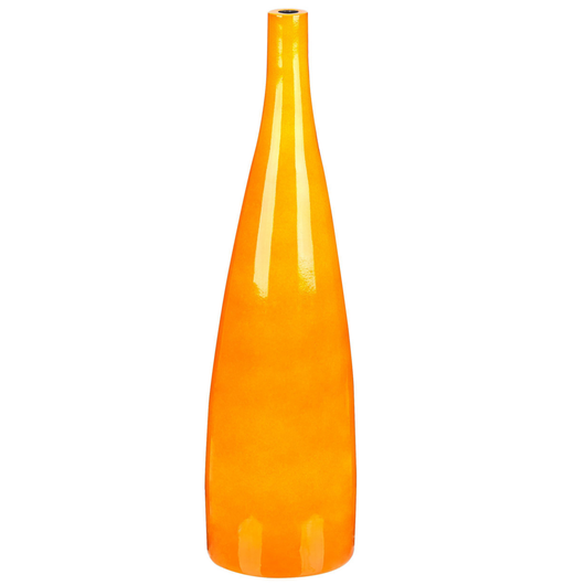 Vaso di terracotta alto a forma bottiglia color arancione 50 cm stile moderno soggiorno