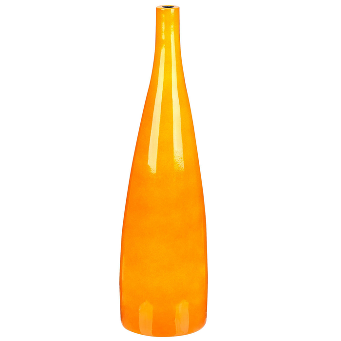 Vaso di terracotta alto a forma bottiglia color arancione 50 cm stile moderno soggiorno
