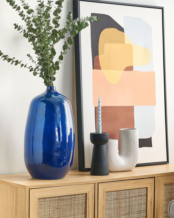 Vaso di terracotta alto blu 45 cm stile moderno soggiorno ingresso camera da letto