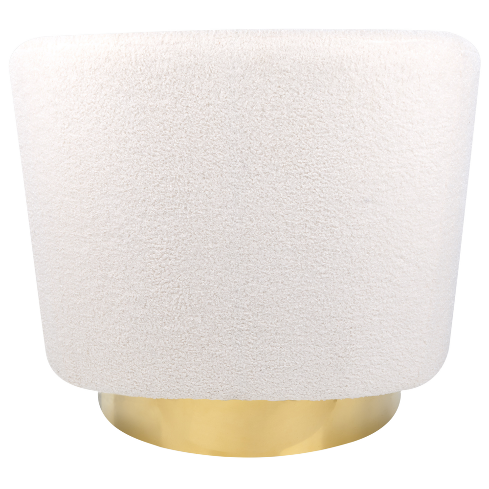 Poltrona Bianco Sporco Tessuto Morbido Base Oro Girevole 360° Stile Retro Glamour Art Deco dorato