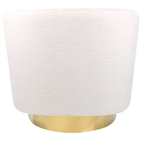 Poltrona Bianco Sporco Tessuto Morbido Base Oro Girevole 360° Stile Retro Glamour Art Deco dorato