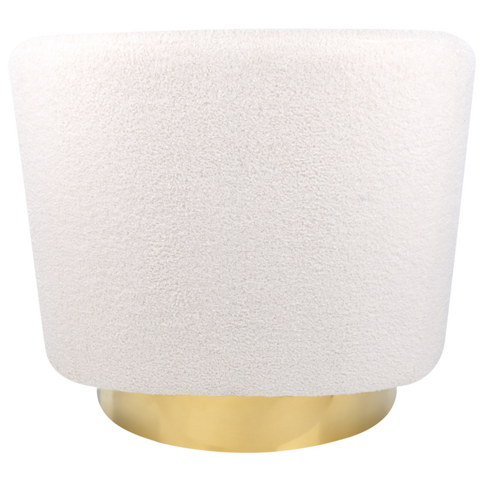 Poltrona Bianco Sporco Tessuto Morbido Base Oro Girevole 360° Stile Retro Glamour Art Deco dorato