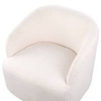 Poltrona Bianco Sporco Tessuto Morbido Base Oro Girevole 360° Stile Retro Glamour Art Deco dorato