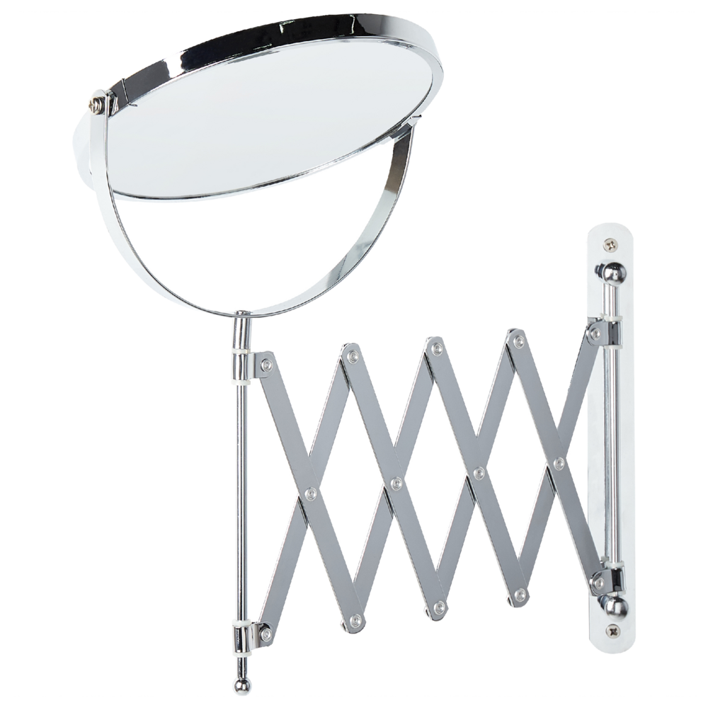 Specchio da trucco in ferro argentato ø 19 cm con prolunga a parete Doppio lato Ingrandimento Accessori da bagno