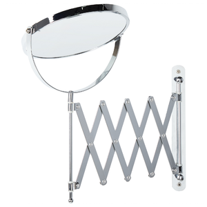 Specchio da trucco in ferro argentato ø 19 cm con prolunga a parete Doppio lato Ingrandimento Accessori da bagno