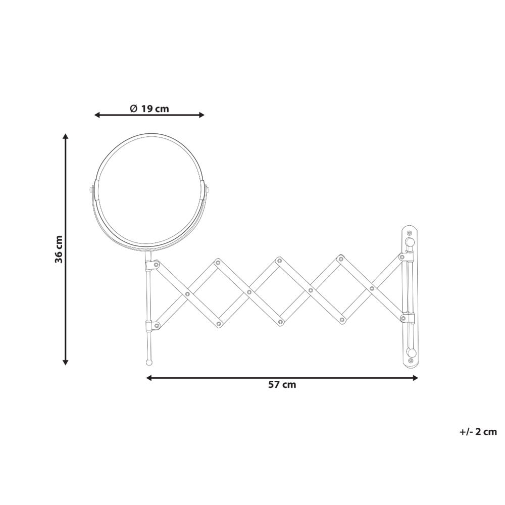 Specchio da trucco in ferro argentato ø 19 cm con prolunga a parete Doppio lato Ingrandimento Accessori da bagno