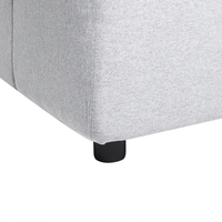 Divano angolare 4 posti grigio chiaro cuscini schienale imbottiti destro soggiorno moderno