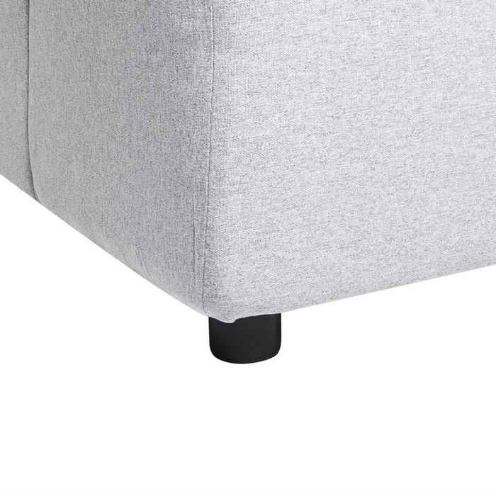 Divano angolare 4 posti grigio chiaro cuscini schienale imbottiti destro soggiorno moderno