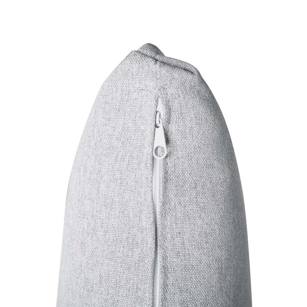 Divano angolare 4 posti grigio chiaro cuscini schienale imbottiti destro soggiorno moderno