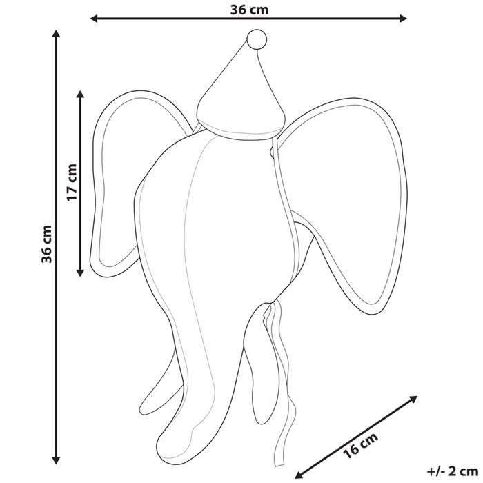 Decorazione in peluche per la cameretta dei bambini elefante in cotone grigio da appendere